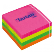 Samolepiaci bloček kocka Tartan 76x76 4 neónové farby