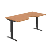 Pracovný stôl Motion Ergo, ZO, 3S, 180x61-128x90 cm, jelša/čierna